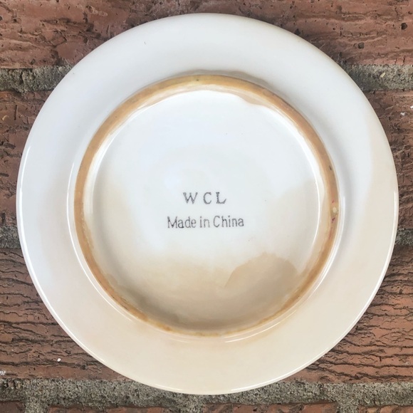 WCL Hand Painted Orange & Green Flower 6” Ceramic Coaster, Trivet, Hot Plate - Picture 2 of 2